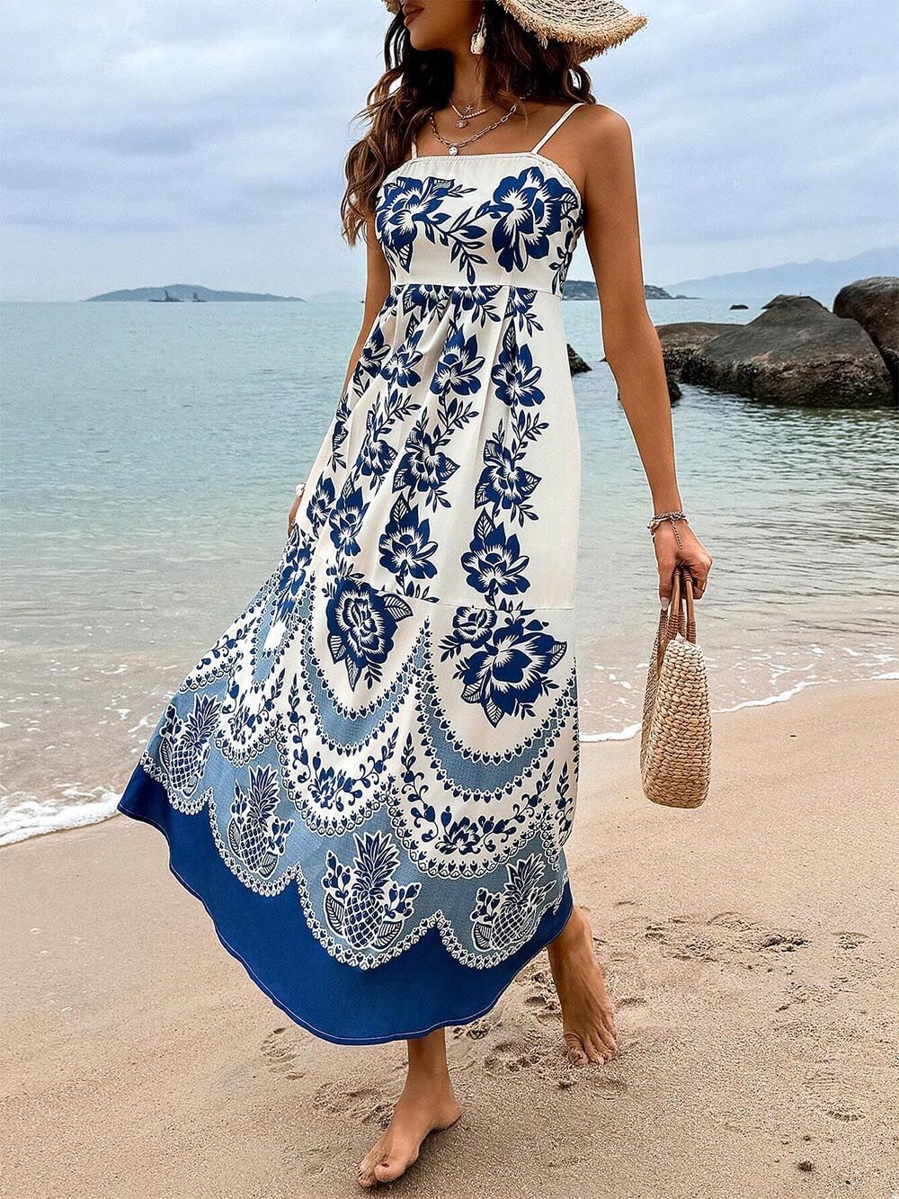 Fleur Ethnic Print Midi Dress