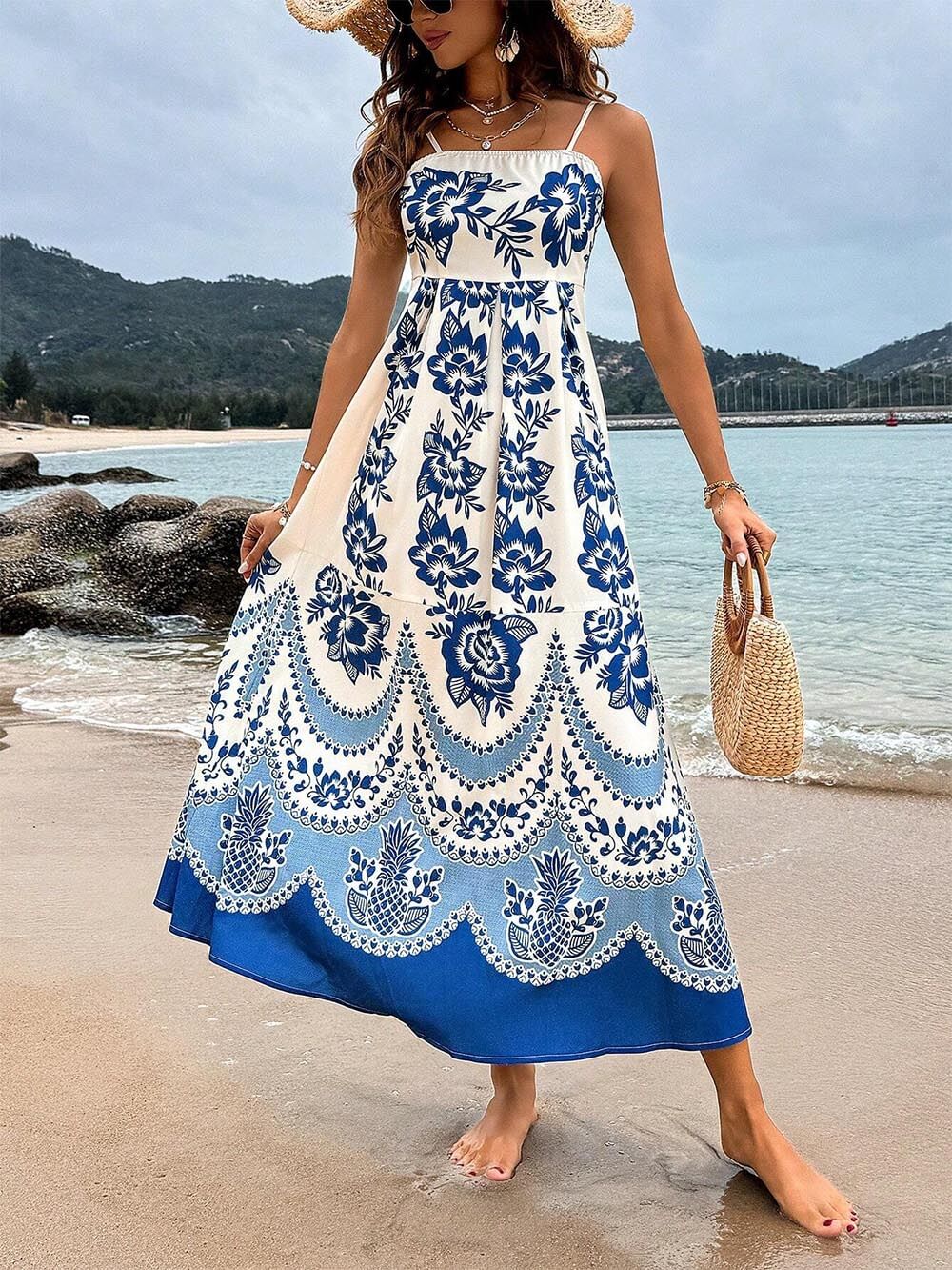 Fleur Ethnic Print Midi Dress