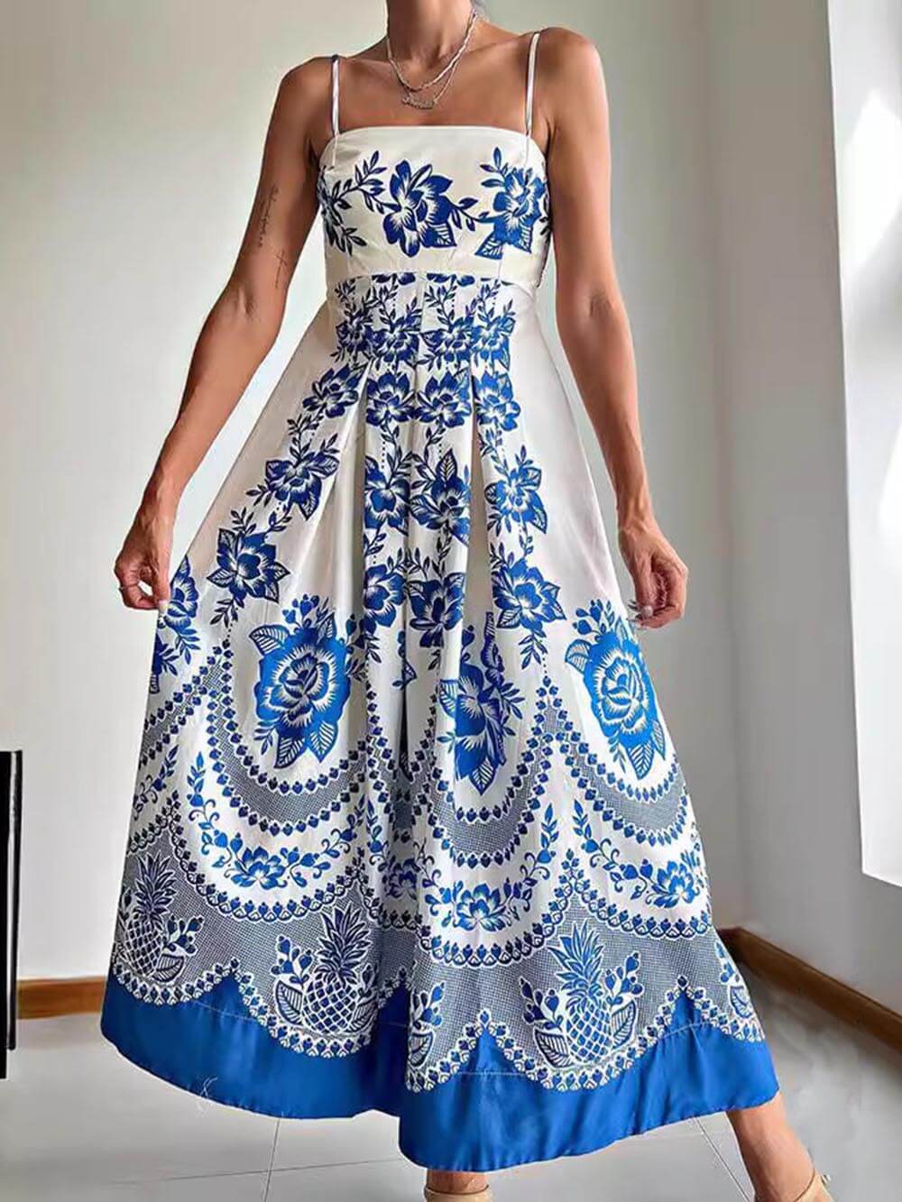 Fleur Ethnic Print Midi Dress