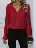 Women's Button Down Shirts V Neck Blouses