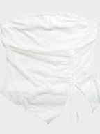 Women's Floral Lace Strapless Tube Top Ruched Backless Bandeau Tops