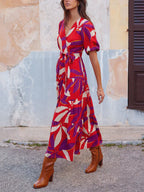 Vada Puff Sleeves Midi Dress