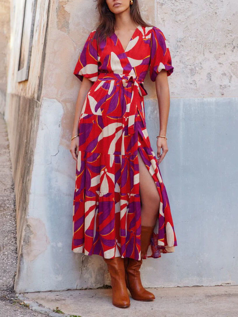 Vada Puff Sleeves Midi Dress